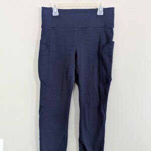 Athleta Altitude Edge Stash Tight Womens Fleece Lined Leggings Navy Blue Small